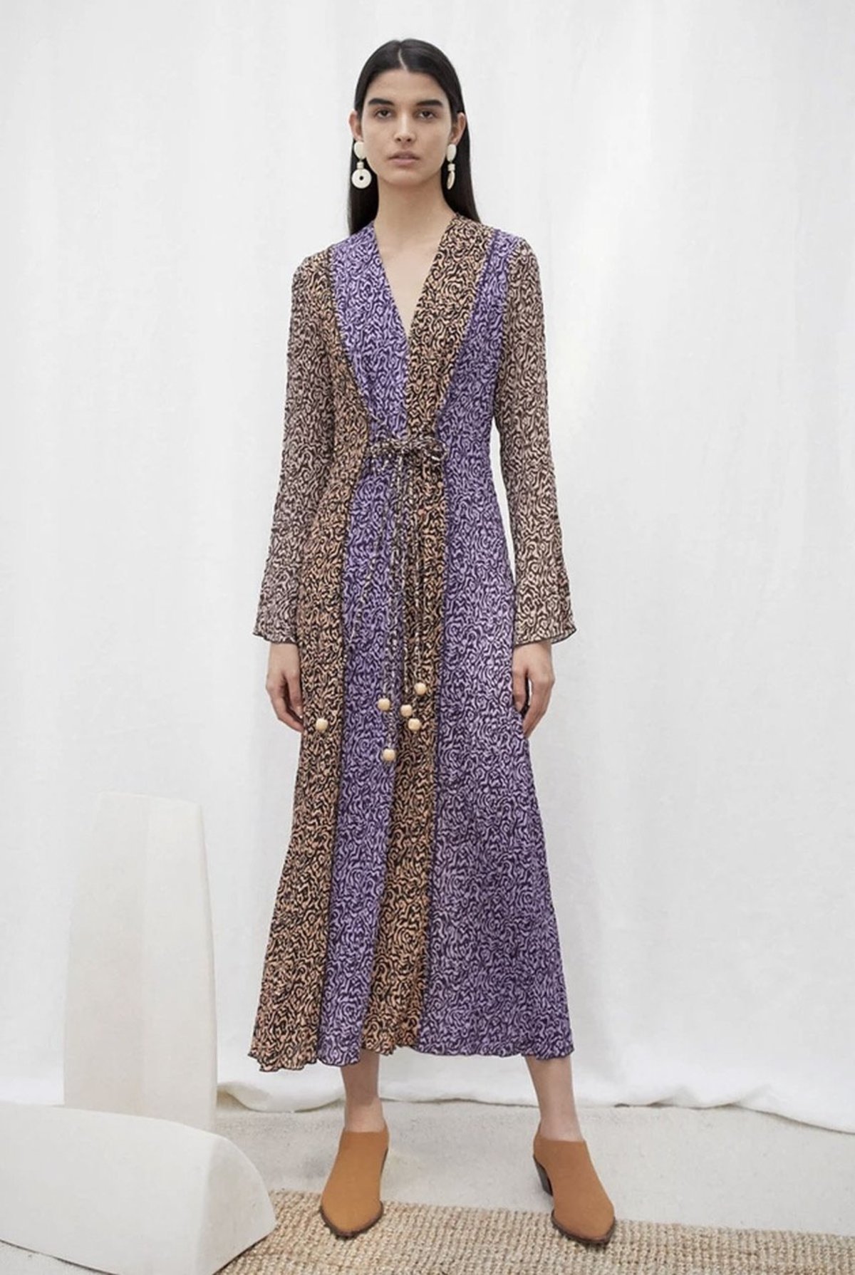 Nanushka KAMIL Maxi dress with beaded ties Graphic Animal