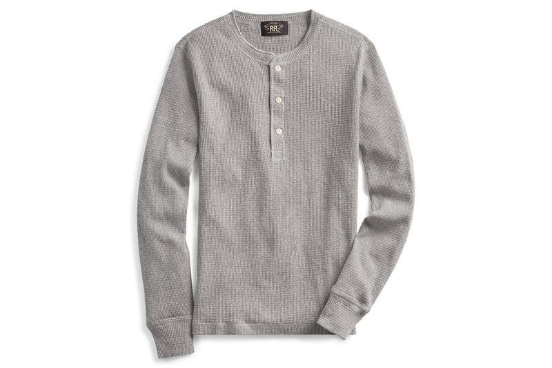 RRL Waffle-Knit Henley Shirt - Cool Grey Siro | Garmentory