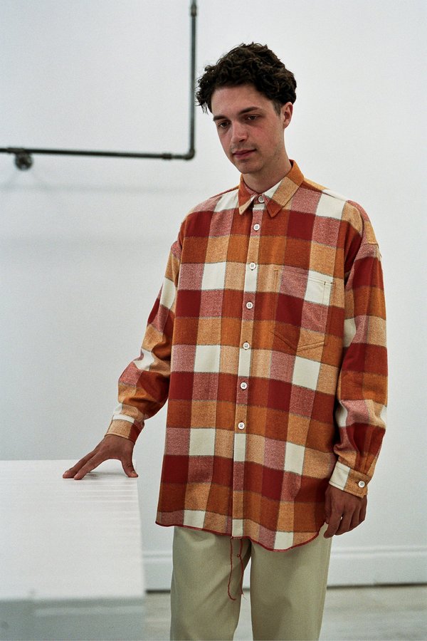 s.k. manor hill Ox Plaid Flannel Shirt - Orange s.k. manor hill Ox Plaid Flannel Shirt - Orange