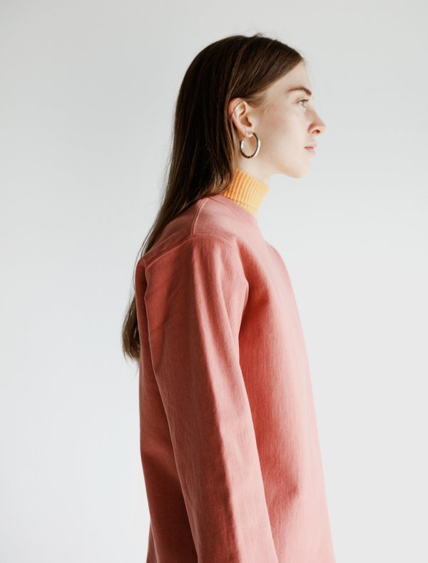 Auralee Super Milled Cut Off Sweatshirt - Pink Red | Garmentory