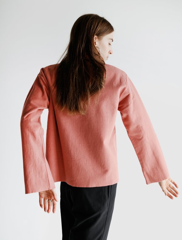 Auralee Super Milled Cut Off Sweatshirt - Pink Red | Garmentory