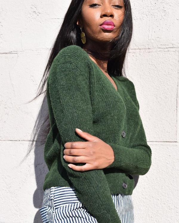 Just Mountain Cropped Cardigan - Green | Garmentory