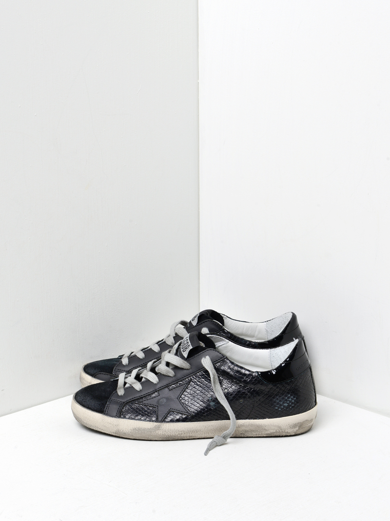 GOLDEN GOOSE DELUXE BRAND SNEAKERS SUPERSTAR BLACK SNAKE/BLACK