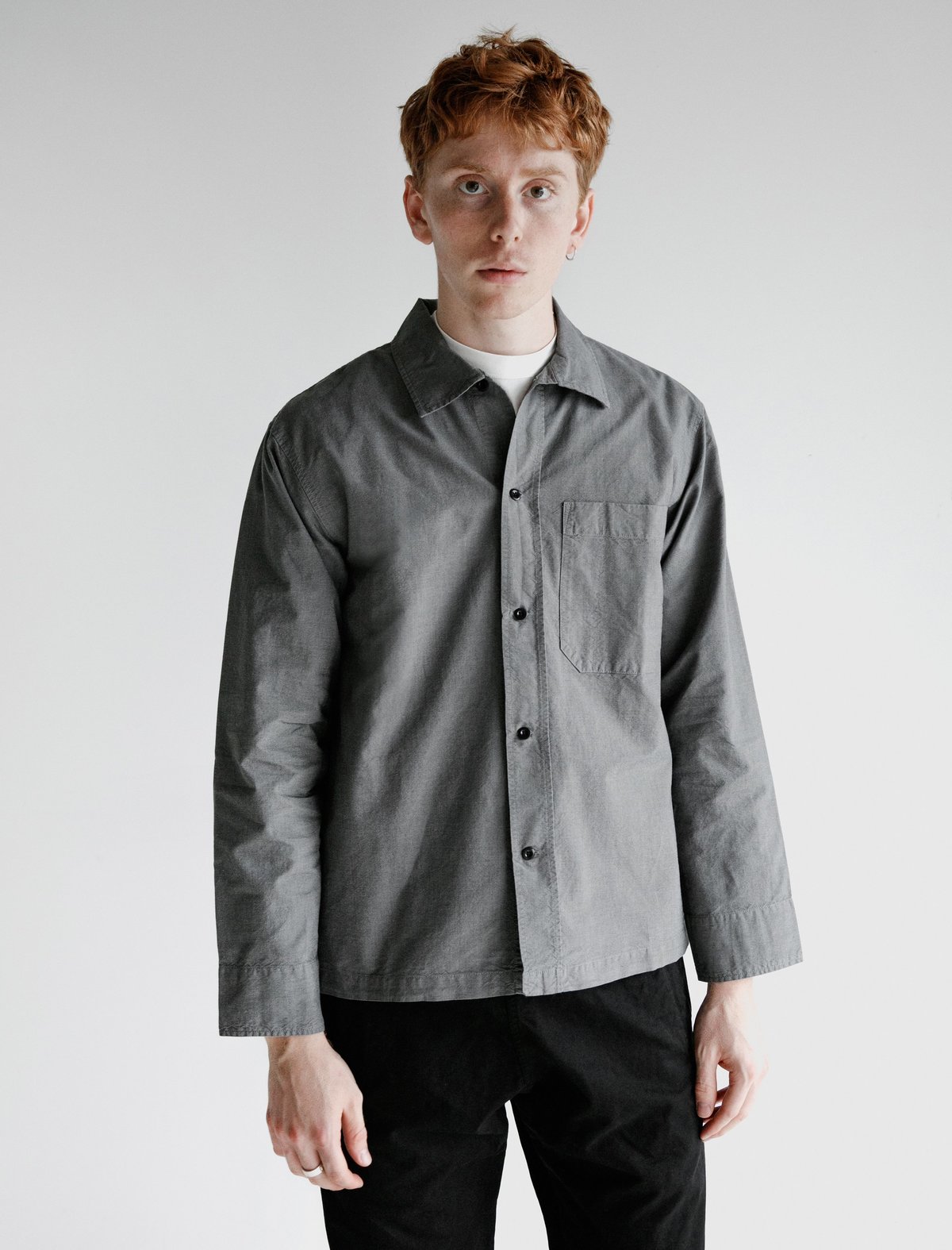 Margaret Howell MHL Asymmetric End on End Cotton Collar Shirt Margaret Howell MHL Asymmetric End on End Cotton Collar Shirt