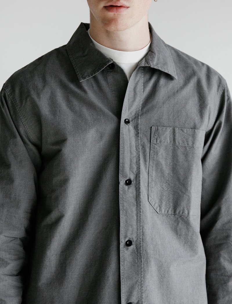 Margaret Howell MHL Asymmetric End on End Cotton Collar Shirt Margaret Howell MHL Asymmetric End on End Cotton Collar Shirt