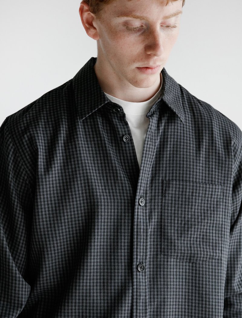 Margaret Howell Minimal Gingham Cotton Cashmere Shirt - Grey