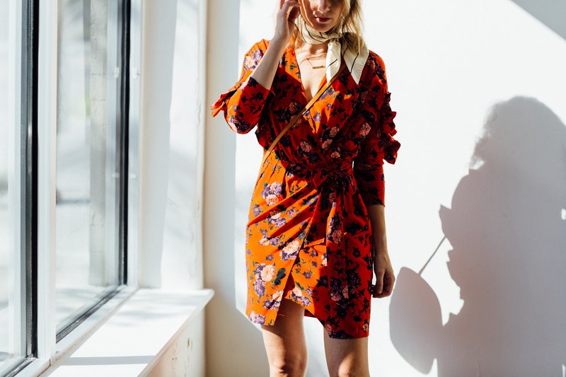 open lace back dress IRO Mini Dress Ressey Black/Red Printed Ruffled Chiffon Size 40 Long S   Celebrity Owned