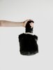 Shrimps Eva Furry Bag with Pearl Handle - Black - Thumbnail 1
