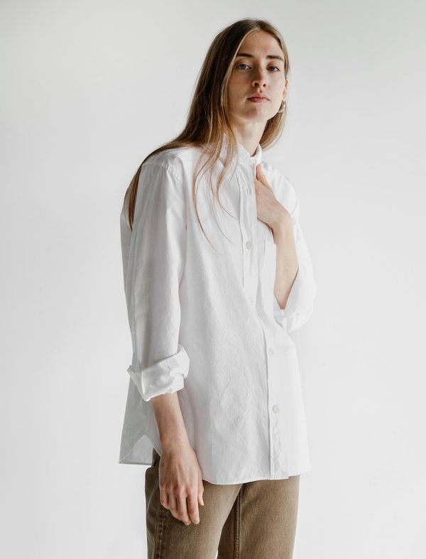 Margaret Howell Dense Poplin Basic Shirt - White | Garmentory