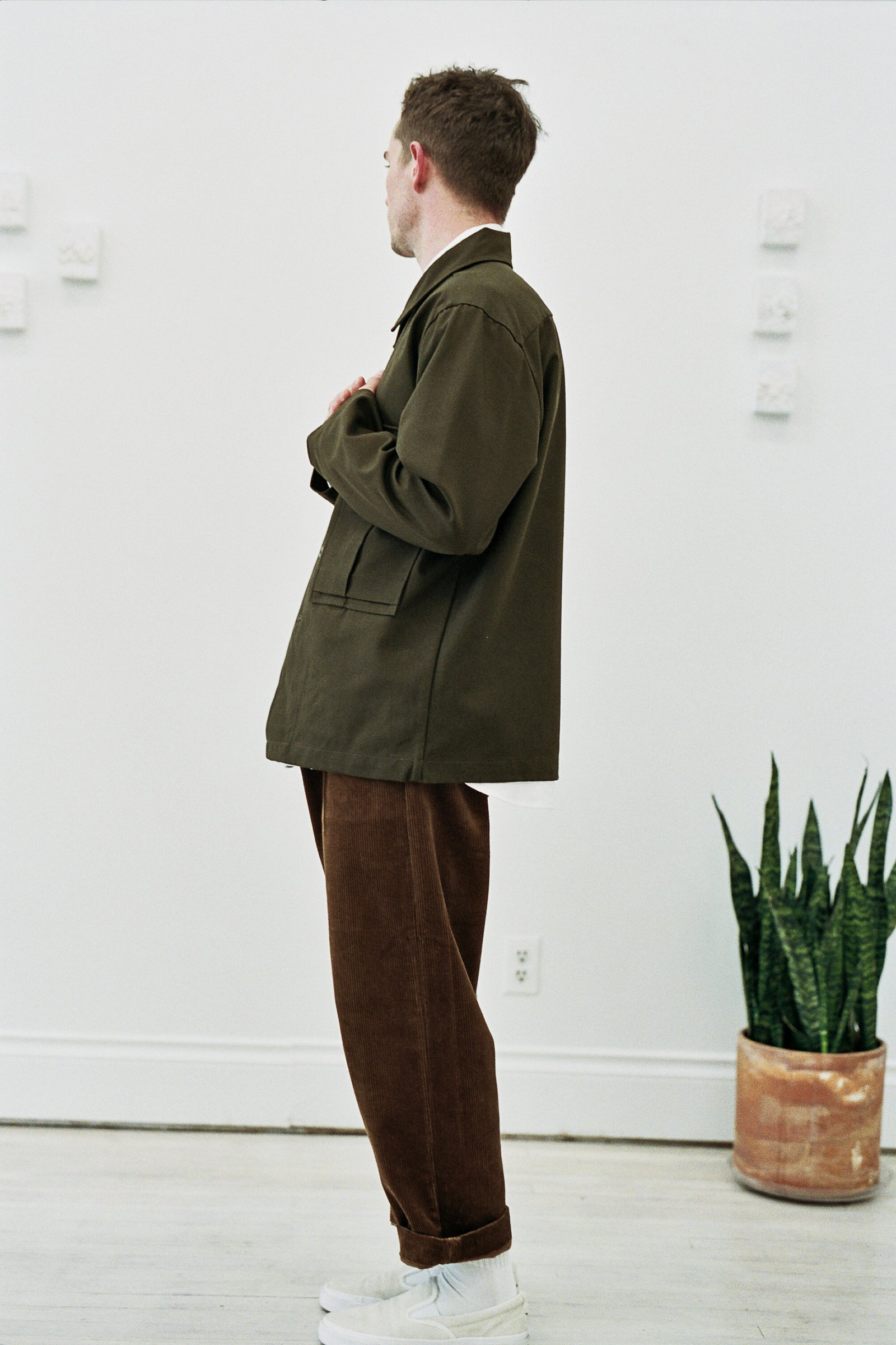 Evan Kinori Bellow Pocket Jacket 2 x 1 Cotton Twill - Dark