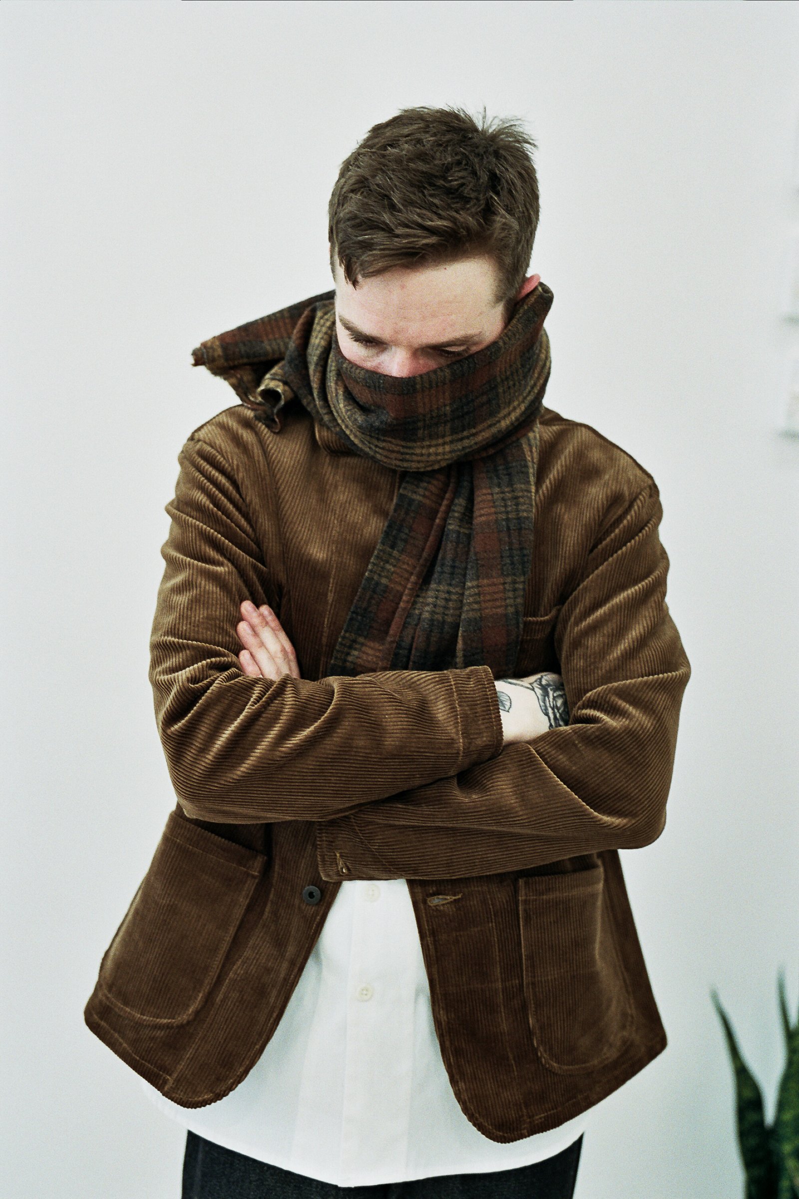 Evan Kinori Large Multi-Colour Check Wool Gauze Woven Scarf