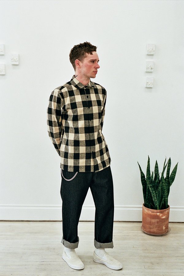 Evan Kinori Wool/Cotton Denim Four Pocket Pant - Navy/White