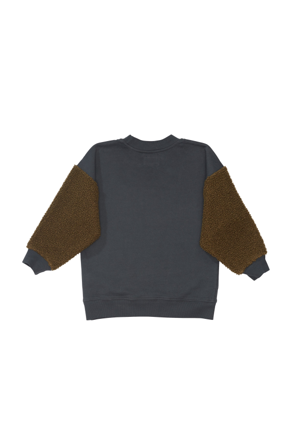 Kids Bacabuche Sherpa Sleeve Fleece Pullover - Black/Olive