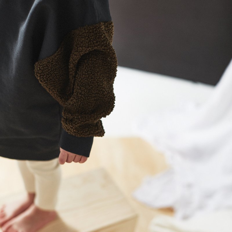 Kids Bacabuche Sherpa Sleeve Fleece Pullover - Black/Olive