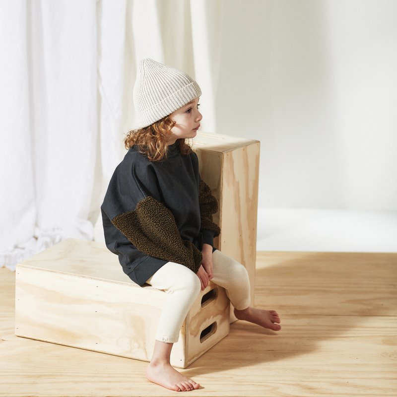 Kids Bacabuche Sherpa Sleeve Fleece Pullover - Black/Olive