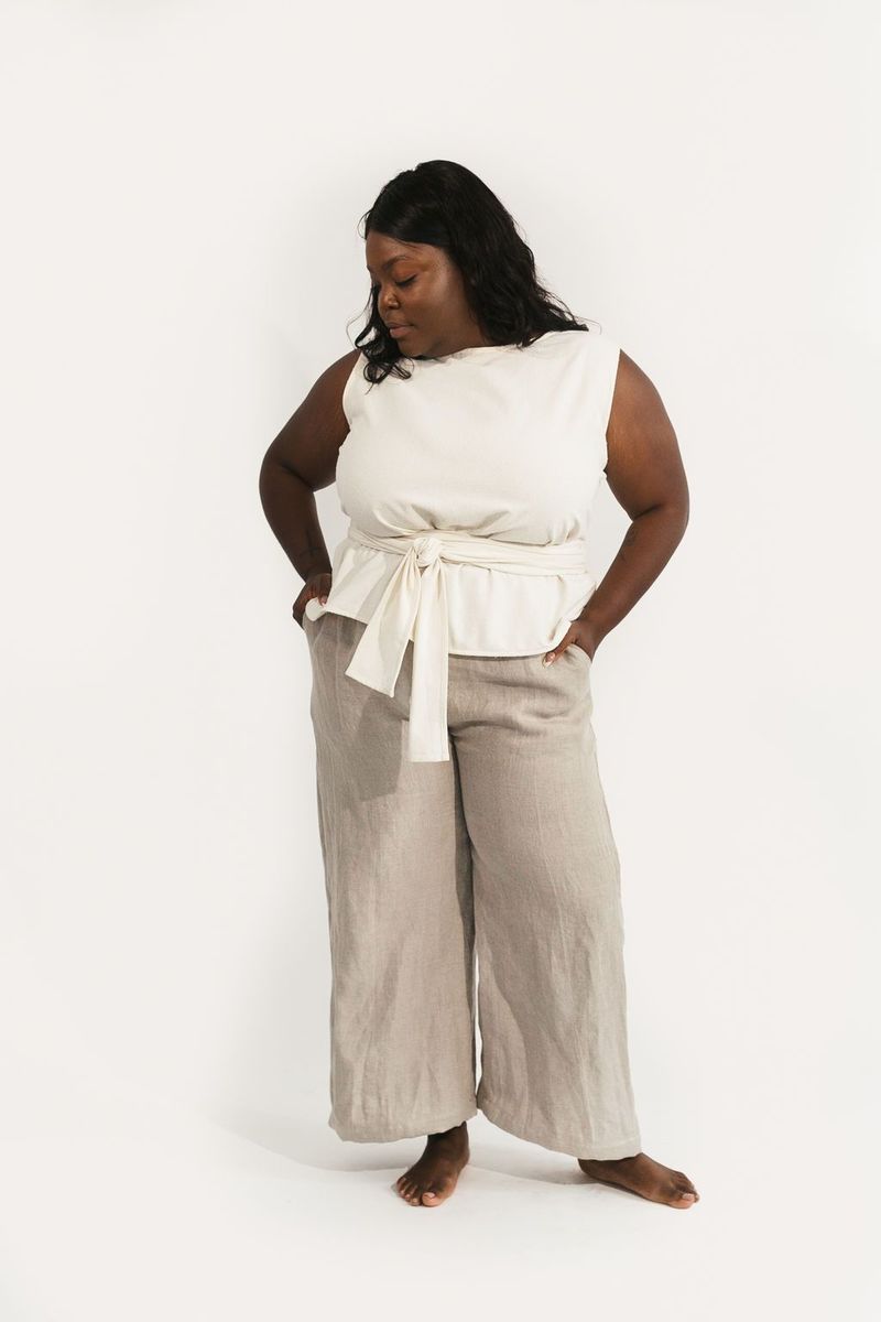 パンツ [Harriss] Wide linen pants セール】 リネンワイドパンツ （その他パンツ）｜Harriss