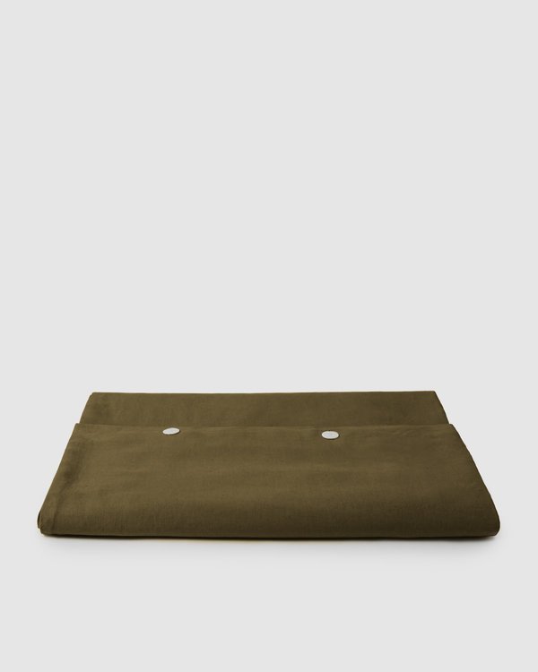 Shop Sunday Morning Marcel Linen Duvet Cover - Moss Shop Sunday Morning Marcel Linen Duvet Cover - Moss