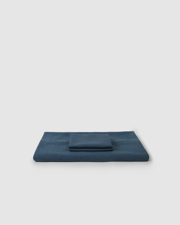 Shop Sunday Morning Marcel Linen Duvet Set - Adriatic Shop Sunday Morning Marcel Linen Duvet Set - Adriatic