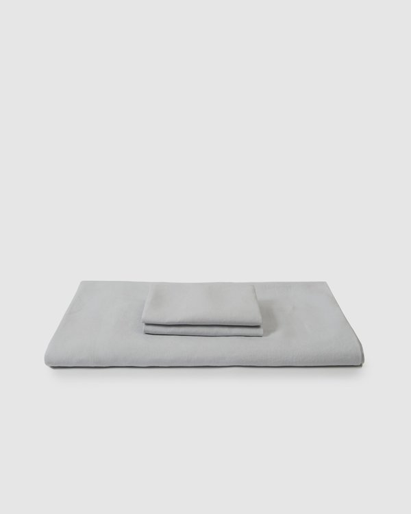 Shop Sunday Morning Marcel Linen Duvet Set - Glacier Shop Sunday Morning Marcel Linen Duvet Set - Glacier