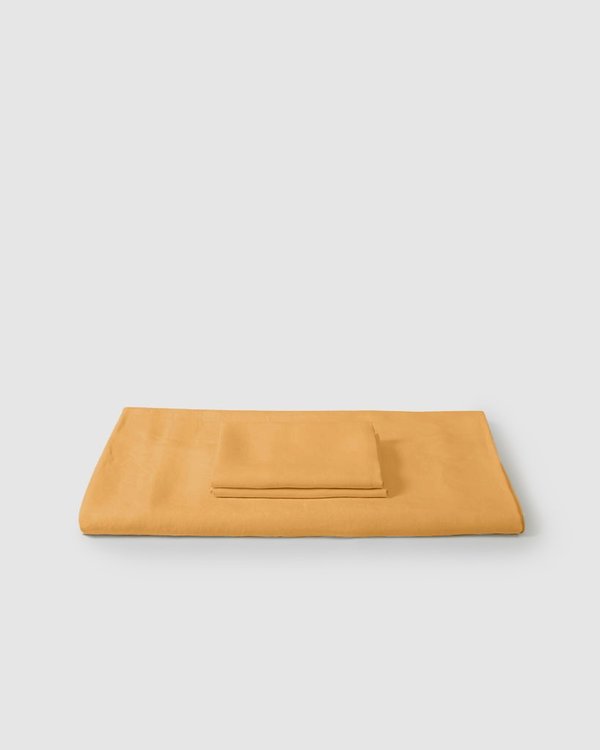 Shop Sunday Morning Marcel Linen Duvet Set - Mustard Shop Sunday Morning Marcel Linen Duvet Set - Mustard