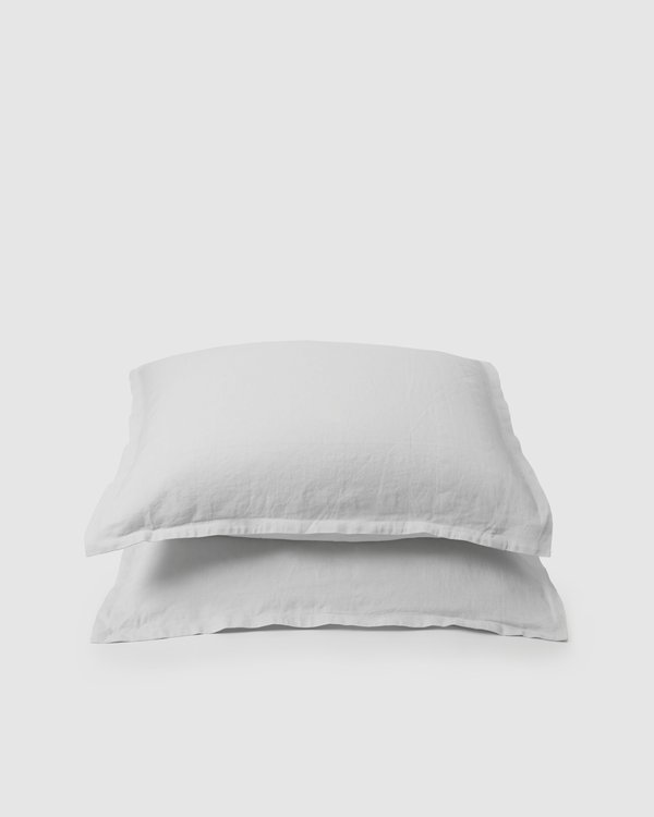 Shop Sunday Morning Marcel Linen Pair Pillowcases - Milk Shop Sunday Morning Marcel Linen Pair Pillowcases - Milk