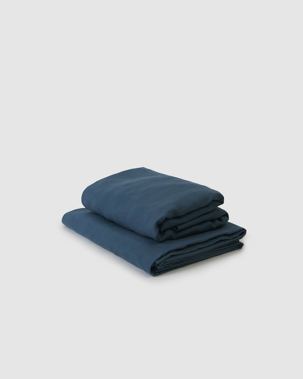 Shop Sunday Morning Marcel Linen Sheet Set - Adriatic Shop Sunday Morning Marcel Linen Sheet Set - Adriatic