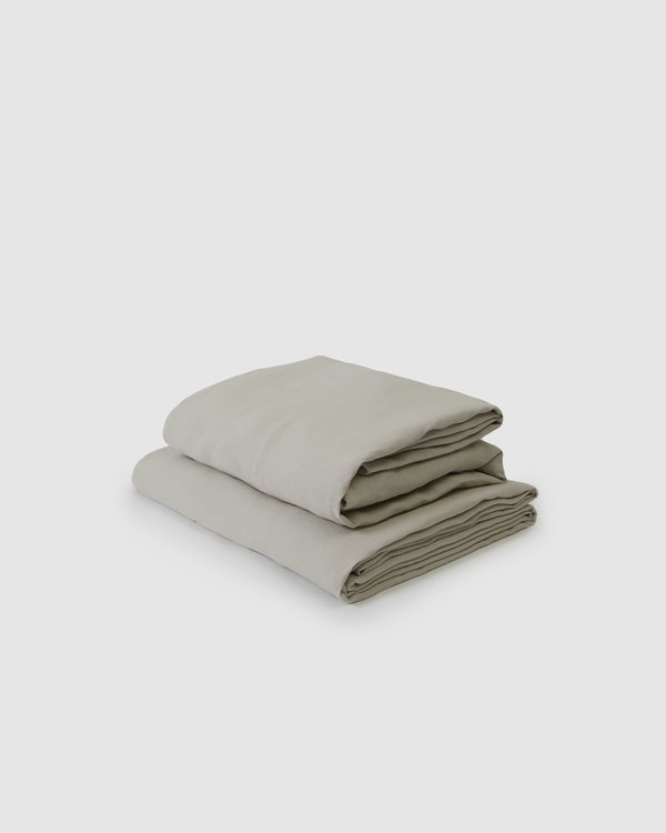 Shop Sunday Morning Marcel Linen Sheet Set - Dove Shop Sunday Morning Marcel Linen Sheet Set - Dove
