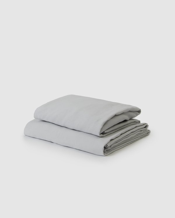 Shop Sunday Morning Marcel Linen Sheet Set - Glacier Shop Sunday Morning Marcel Linen Sheet Set - Glacier