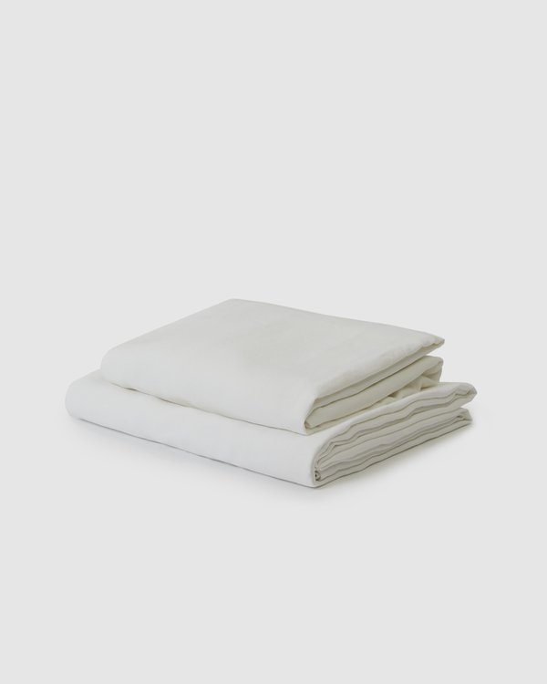 Shop Sunday Morning Marcel Linen Sheet Set - Milk Shop Sunday Morning Marcel Linen Sheet Set - Milk