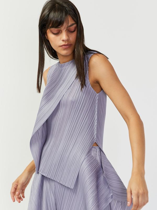 Issey Miyake Draped Pleats Top - Ice Purple | Garmentory