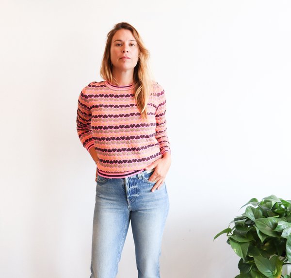 Manoush Pull Petit Coeur Rose Garmentory