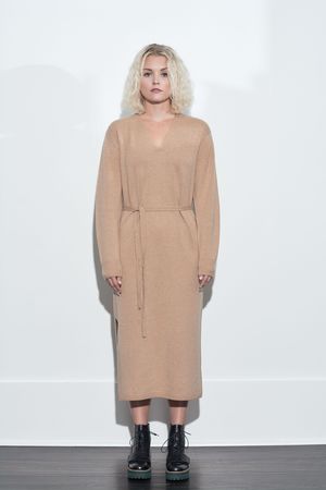 VINCE Wool Cashmere V-Neck Dress 