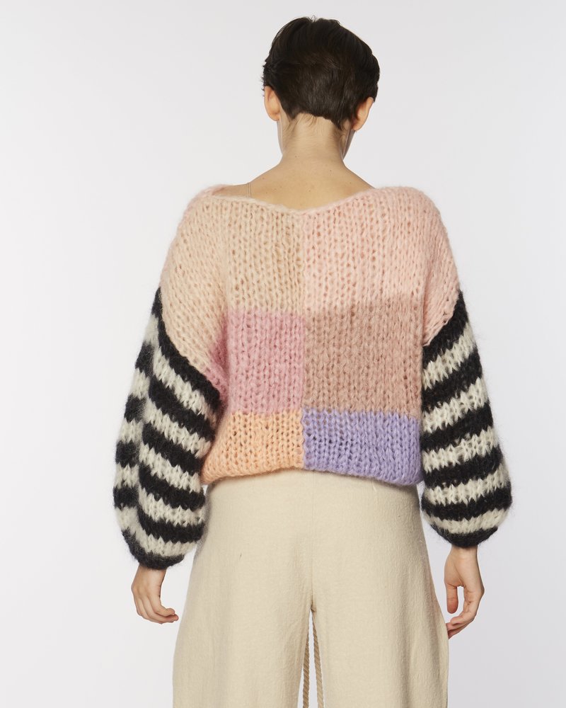 Maiami Mohair Big Sweater With Striped Sleeves