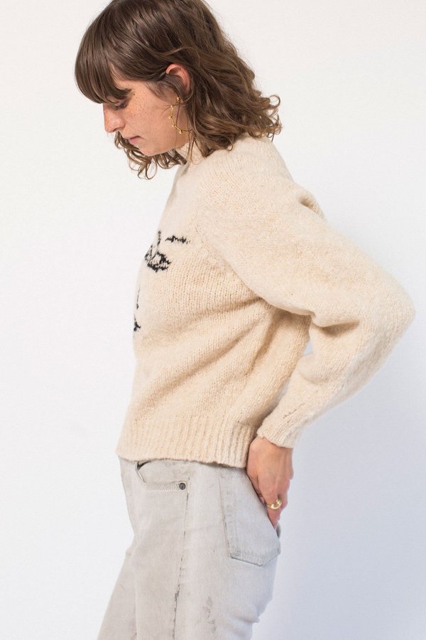 Paloma wool 顔デザイン ベージュニットセーター フリーサイズ Paloma wool 顔デザイン ベージュニットセーター フリーサイズ Paloma