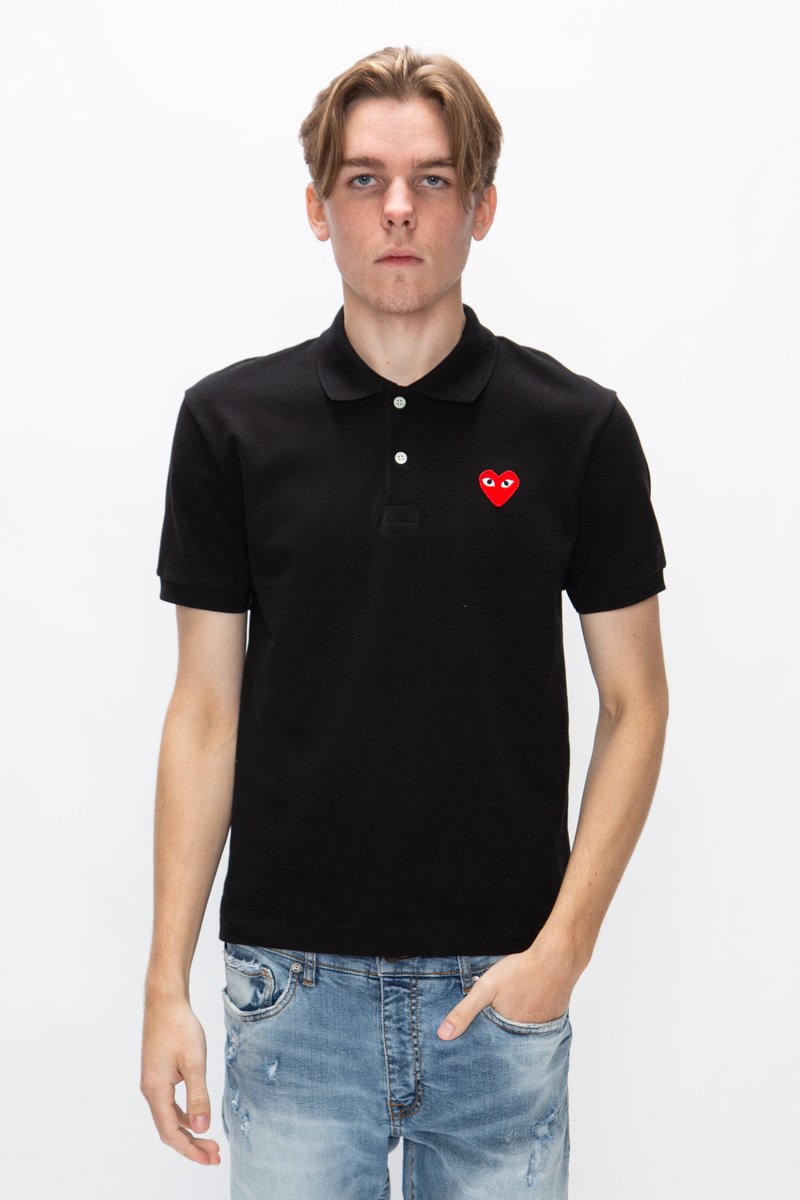 トップス PLAY COMME des GARCONS S/S POLO SHIRT Play Comme des Garçons: Polo Shirt with Double Red Heart