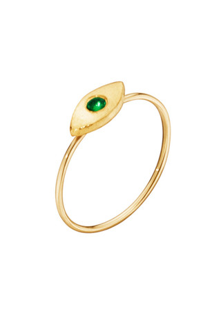 Katrine Kristensen - "Eye" 24K Gold Ring With Emerald Eyes Katrine Kristensen - "Eye" 24K Gold Ring With Emerald Eyes