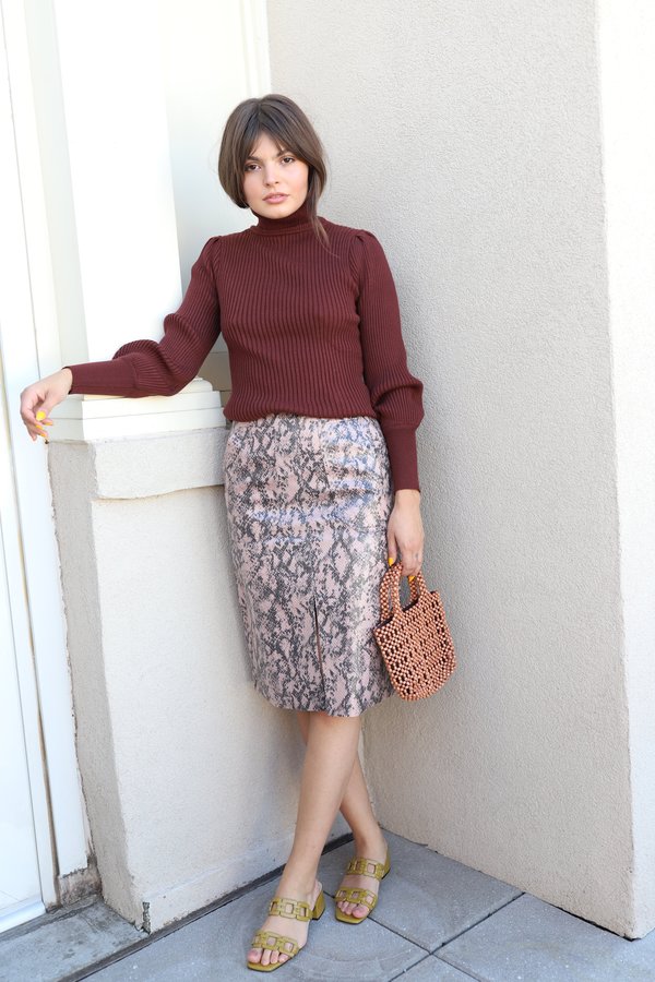 Moon River Midi Skirt - Snakeskin Print Moon River Midi Skirt - Snakeskin Print