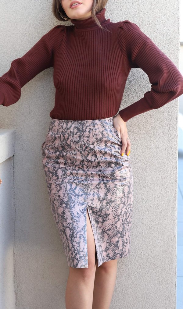 Moon River Midi Skirt - Snakeskin Print Moon River Midi Skirt - Snakeskin Print