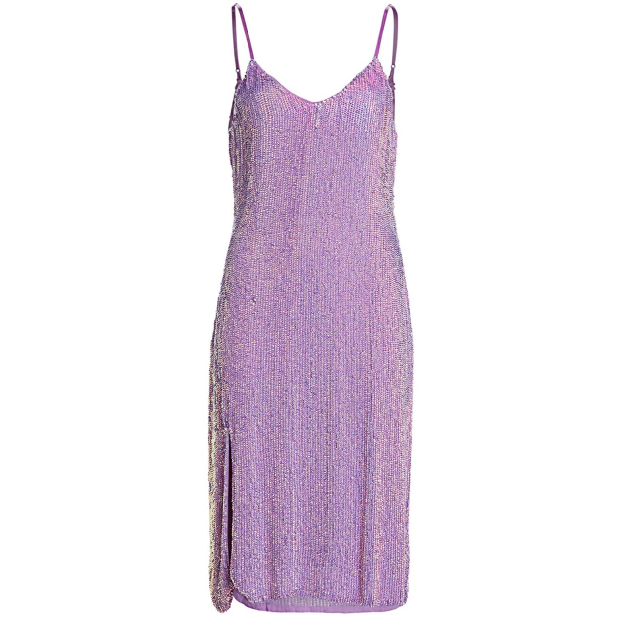 strapless open back dress Corine Slip Dress in Plum Disc Sequin