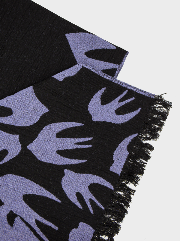 Alexander McQueen mcq マフラー McQ Alexander McQueen Swallow Cut Up Scarf - Lilac/Black | Garmentory