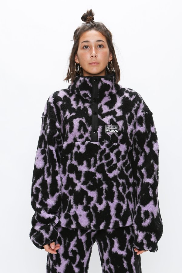 Ashley Williams Juju Fleece Jacket - Lilac Animal | Garmentory