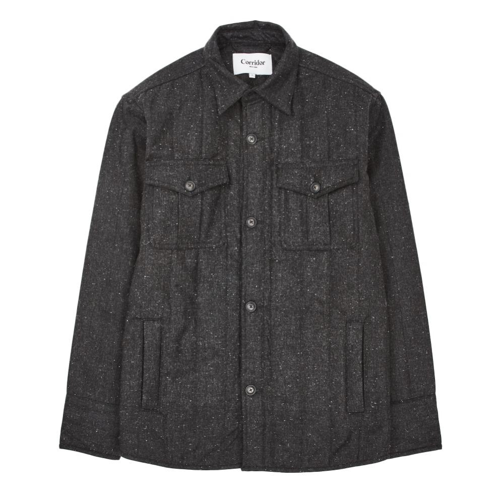 Corridor Wool Tweed Quilted Jacket Charcoal Garmentory