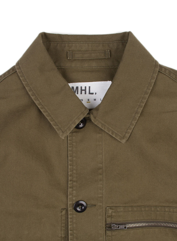 Men's MHL Margaret Howell Zip Pocket Jacket Japanese Drill Khaki