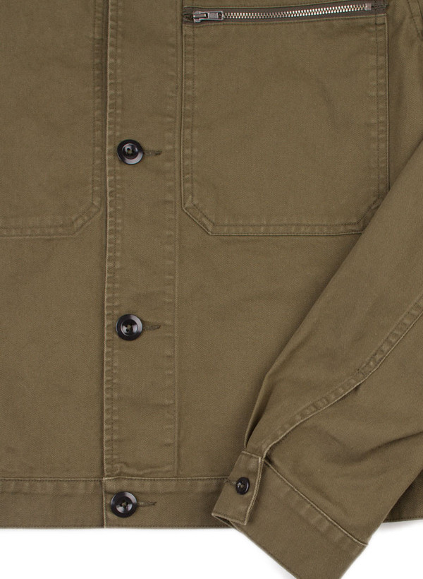 Men's MHL Margaret Howell Zip Pocket Jacket Japanese Drill Khaki