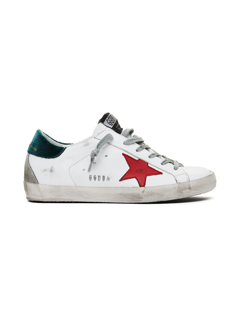 関税込☆Golden goose★SUPERSTAR SUEDE TAP RED STAR SNEAKERS Golden Goose Men's Super-Star Leather Low-Top Sneakers