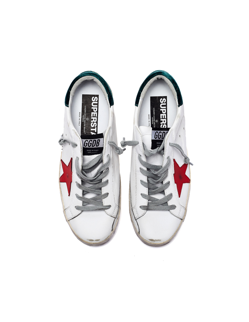 Golden Goose Superstar Sneakers - White/Red Star | Garmentory