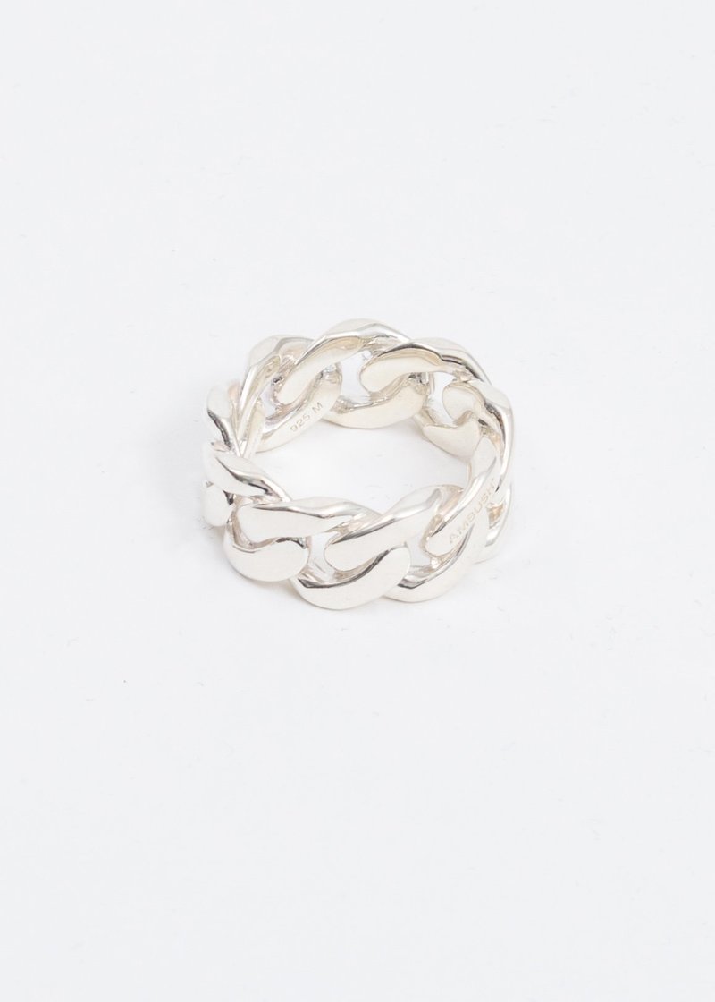 ★AMBUSH♦A CHAIN RING AMBUSH: Silver 'A' Chain Ring | SSENSE