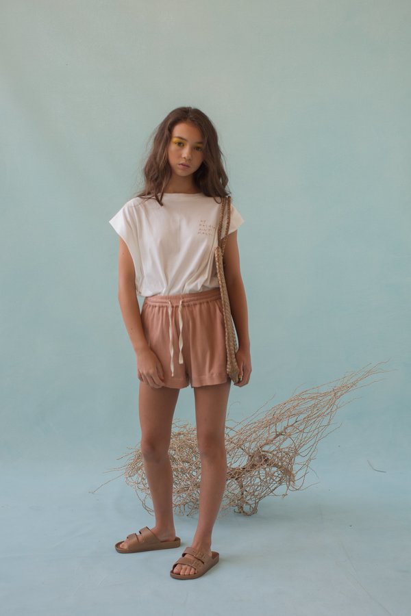 KIDS Feather Drum DOUBLE HEM SHORTS - MOCHA KIDS Feather Drum DOUBLE HEM SHORTS - MOCHA
