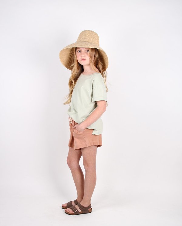 KIDS Feather Drum DOUBLE HEM SHORTS - MOCHA KIDS Feather Drum DOUBLE HEM SHORTS - MOCHA