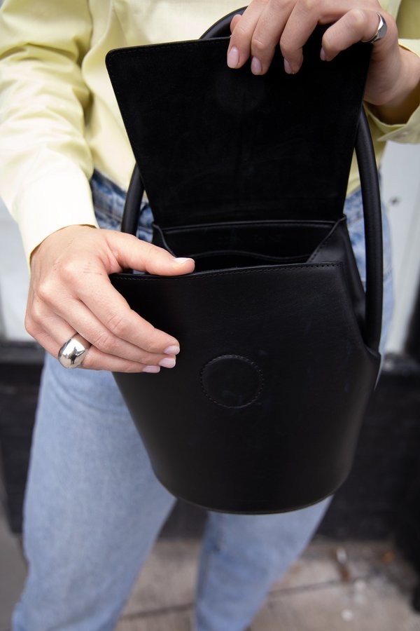 Modern Weaving Arch Top Handle Bag - Black | Garmentory